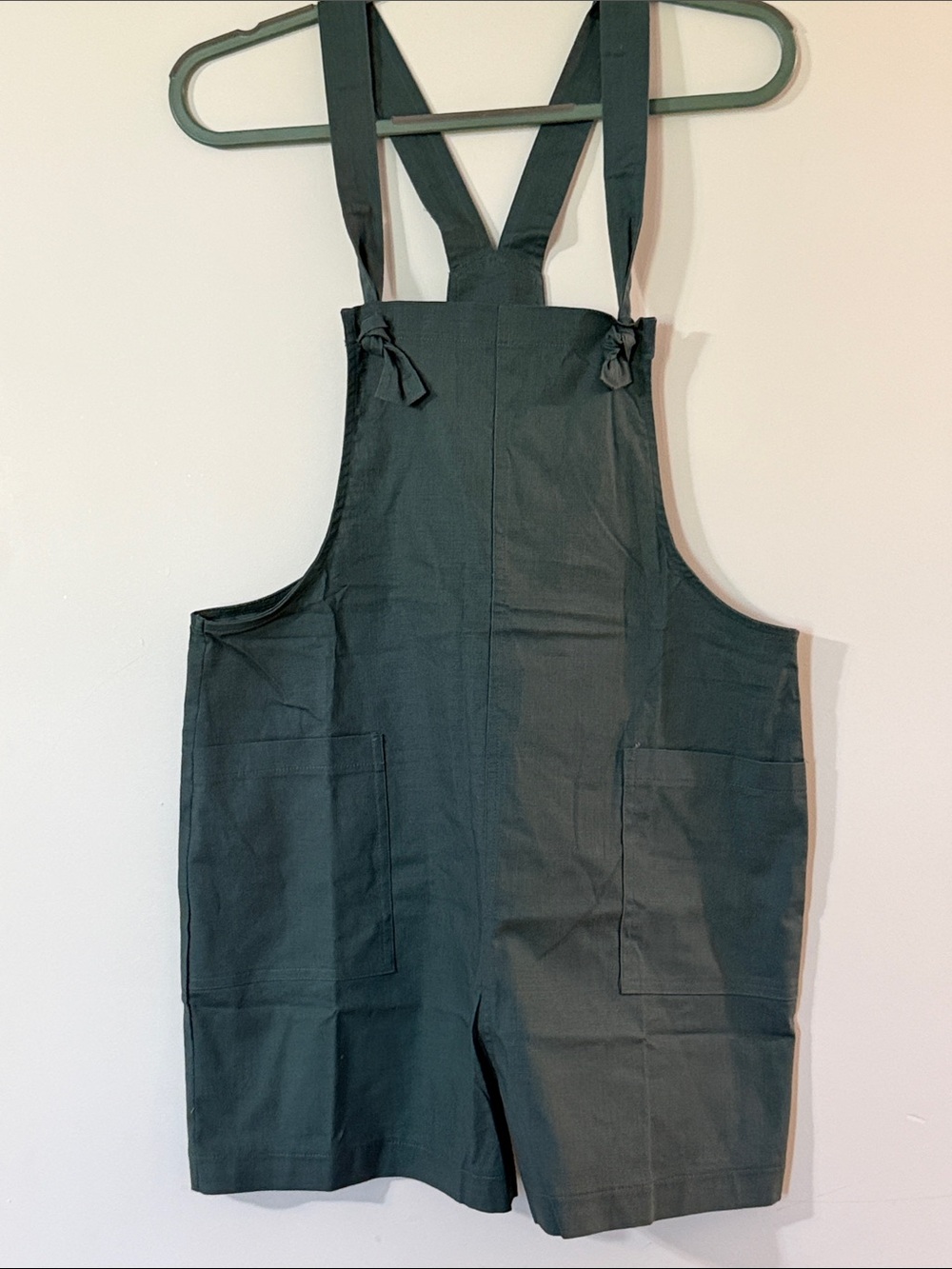 Zenana Outfitters Dark Green Short Overalls